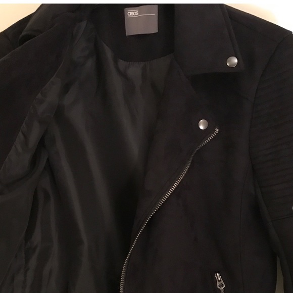 ASOS biker moto faux suede black jacket - Picture 3 of 4